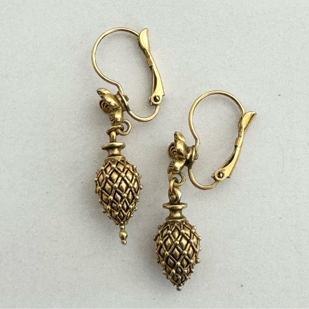 V&A Inspired Castellani Gold Toned Egg Dangling Earrings